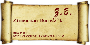 Zimmerman Bernát névjegykártya